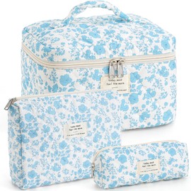 UUYUUY Quilted Cotton Makeup Bag, Azure Blue, Literature and Art