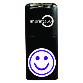 Supply360 AS-IMP2020 Round Teacher Stamp - Purple Smiley FACE, Purple Ink, Durable, Light Weight Self-Inking Stamp, 5/8" Impression Area