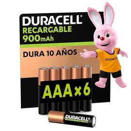 Duracell Duracell Aaa Pre-cargadas Con 900 Mah, Hasta 100 Recargas, Contiene 1 Paquete Con 6 Unidades, color, 6 count, pack of/paquete de