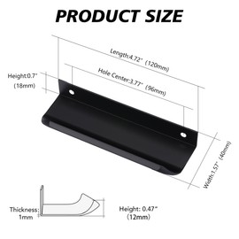 Ndjiloik Pack of 10 Hidden Door Handles, Cabinet Handles, Furniture Handles, Aluminium Alloy for Wardrobe, Door, Drawers, Black, Total Length 120 mm