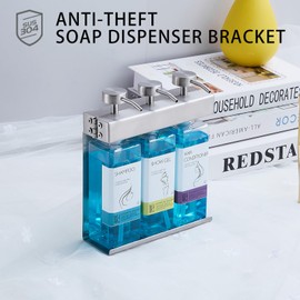 Shampoo, Conditioner, Bath Shampoo Dispenser 3 refillable soap Dispenser Pump Bottles - Bathroom Stainless Steel Wall-Mounted Bath Soap Dispenser Empty Shower Gel Dispenser Set (3 Room)