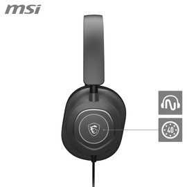 MSI Maestro 300 Gaming Headset - 40mm Neodymium Driver, Unidirectional Cardioid Microphone, High Density Foam Ear Pads, Lightweight and Rotating Design, USB-C to A Adapter