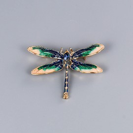 Owl Hummingbird Butterfly Dragonfly Peacock Frog Bee Zoo World Kingdom Crystal Brooch Pin for Women Girls Overcoat Sweater Decoration Jewelry-E dragonfly