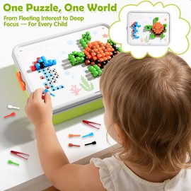 Puzzle for Kids 3-5: 3D Mushroom Nail Puzzle 460 Pieces Building Peg Kit