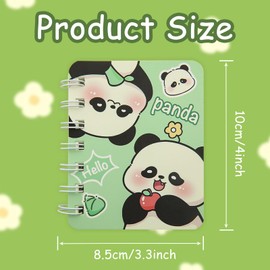 4 Pcs A7 Panda Spiral Notebook,Cartoon Animal Panda Bear Small Wirebound Pocket Journal Hardcover Portable Note Books Lined Notepad Diary for Kid Christmas Party Favor Home Office Study Supplies