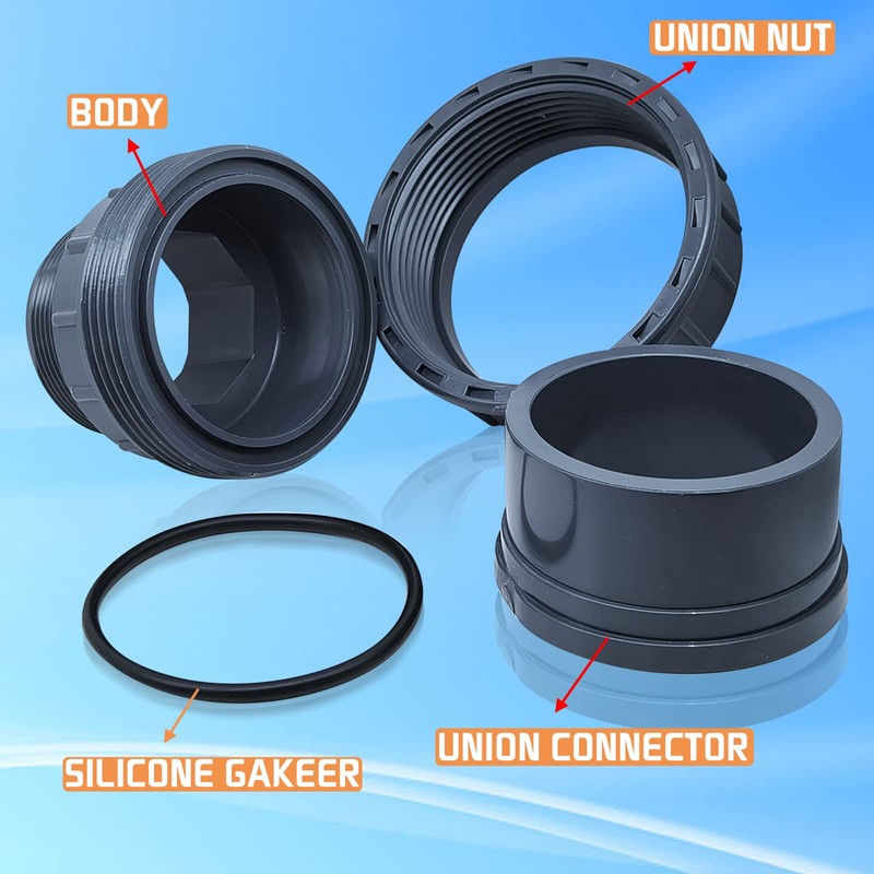 Boltigen 2pcs 1-1/2 PVC Pool Pump Fitting Coupling, 1.5" NPT