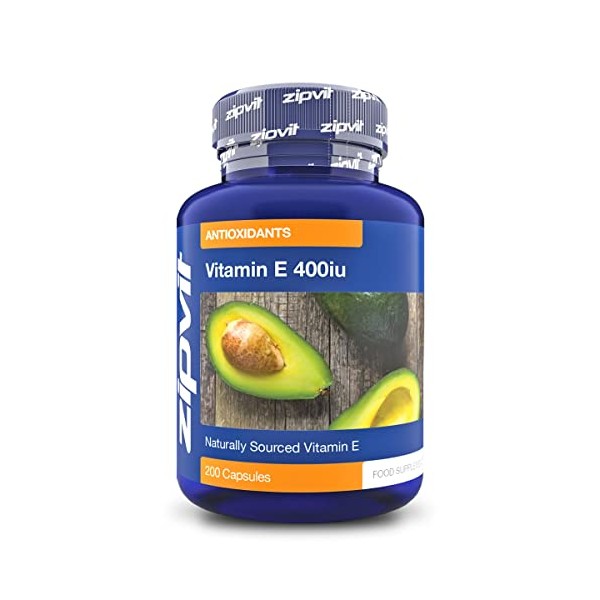 Vitamin E 400iu, 200 Softgels. Natural Vitamin E (d-Alpha Tocopherol). Powerful Antioxidant, Protects Cells from Oxidative Stress.