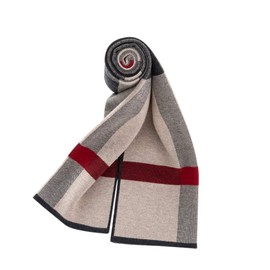 Lallier Men's Merino Wool Scarf, Long Winter Neckwear with Gift Box (Camel Black)