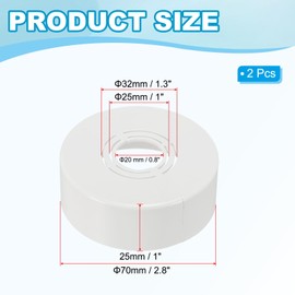 PATIKIL Wall Split Flange 0.8/1/1.3 Inch, 2Pcs 1" Thicken Cuttable ABS Round Escutcheon Plate Cover Buckle for Water Pipe Faucet Decoration, White