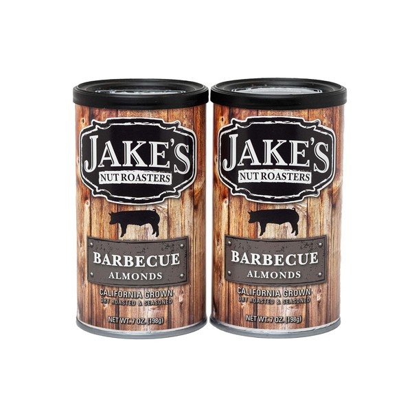 Jake's Nut Roasters - Barbecue Almonds (2 Pack) Whole Dry Roasted Seasoned Flavored Almonds - High-Protein Snack with a Smoky Barbecue Flavor