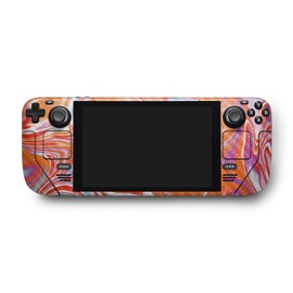 MightySkins Carbon Fiber Skin Compatible with Valve Steam Deck - Orange Swirl | Protective, Durable Textured Carbon Fiber Finish | Easy to Apply, Remove, and Change Styles | Made in The USA