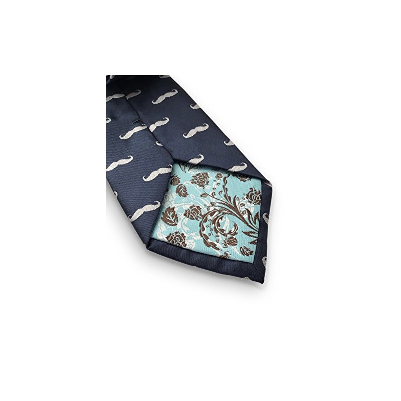 Frederick Thomas navy tie with moustache design movember
