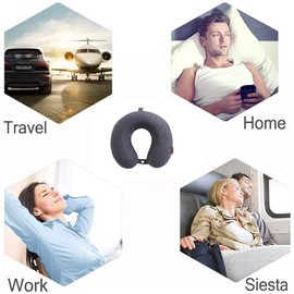 CLRUPR Travel Pillow, Memory Foam Neck Pillow- Head Neck Support Airplane Pillow for Traveling, Car, Home, Office,Outdoor Travel Pillow,Super Lightweight Portable Headrest (Gray)