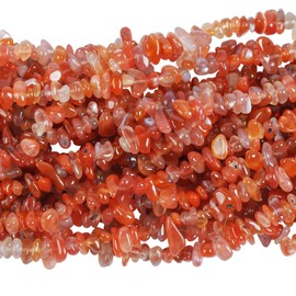 Loveliome 90 Inches Carnelian Irregular Shaped Crystal and Healing Tumbled Chip Stone Beads for Jewelry Making