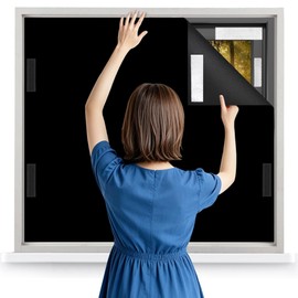 100% Blackout Curtains with Strong Magnets,Magnetic Black Out Window Cover Blackout Shades,Soft Fabric Cuttable No Drilling or Tools, Window Blinds for Bedroom,Nursery,Media Room RV (118 x 57 Inch)