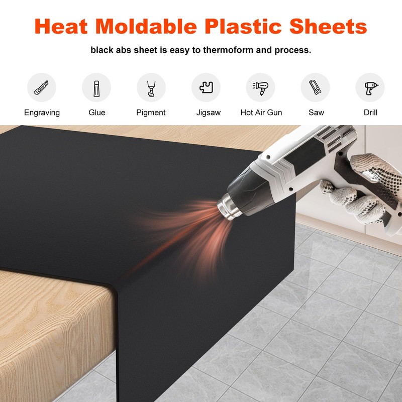 ABS Plastic Sheet 1/16 Inch Thick Black Plastic Sheet 16"x