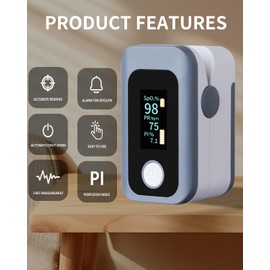 Pulse Oximeter Oxygen Monitor Fingertip Blood Oxygen Monitor Pulse Ox with OLED Display for SpO2,Heart Rate,PI