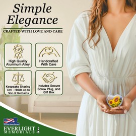 Everlight Memorials Sunflower Heart Keepsake Urn for Human Ashes – Small Heart-Shaped Memorial Urn for Adult Men, Women, Children, or Pets – Beautiful Tribute of Love and Light