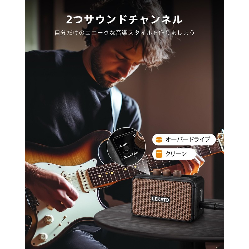 LEKATO Guitar Amplifier 5W Electric Guitar Amplifier with Bluetooth, Clean/Overdrive