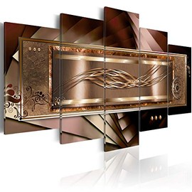 EVERFUN ART Abstract Canvas Wall Prints Art Large Golden Gentleness Painting Contemporary Picture Framed Ready to Hang Home Decorations living Room 5pcs Giclee Artwork (CL09, Large W60” x H30”)