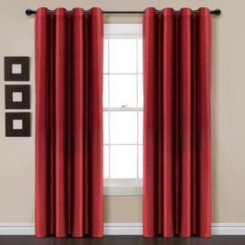 Lush Decor Insulated Grommet 100% Blackout Faux Silk Window Curtain Panel (Single Panel), 84" L x 52" W, Red