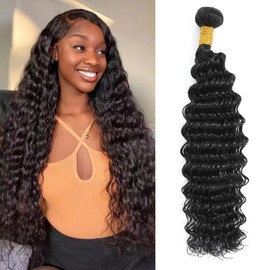 Saluna Deep Wave Bundles 24 Inch Single 12A Soft And Thick 100% Unprocessed Double Weft Brazilian Remy Curly Human Hair Bundles for Black Women