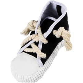 PawfectPals Interactive Squeaky Safe Funny Bite Resistant Eliminate Destructive Behavior Chew Shoe Toy (Black High Top)