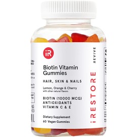 iRestore Hair Gummy Vitamins, Vegan Biotin Gummies for Hair Skin and Nails Gummies, Hair Gummies, Biotin Gummies for Hair Growth Biotin Vitamins Hair Vitamins Gummies for Women & Men, Biotin 10000mcg