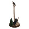Woodland Black Bear Cubs Climbing On Tree In Pine Forest