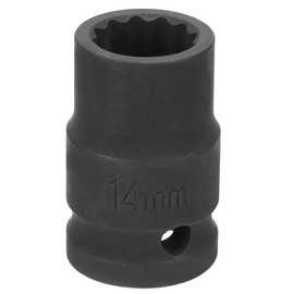 sourcing map 12-Point Impact Socket 1/2 Inch Drive 14mm Metric Cr-V Shallow Impact Socket Nut Driver Wrench for Auto Repair