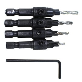 MTQY 4PCS Woodworking Hole Opener Set 4 Sizes Carbon Steel Tapered Countersunk Drill Bits Drilling and Reaming Chamfering Tool for Drilling Machines with Collets or Couplings