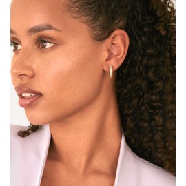 PAVOI 14K Yellow Gold Plated 925 Sterling Silver Post Cubic Zirconia Chunky Hoop Earrings | Thick Lightweight Gold Hoop Earrings for Women | Fully Studded Hoop Earring