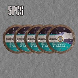 DIAPICKTOOLS 5PCS 4.5inch Diamond Thin Turbo Saw Blade Cutting Disc for Porcelain Ceramic Tile Stone Granite Marble 7/8" Arbor Reinforced Type Include 5/8" Ring (6)