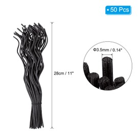 PATIKIL 28CM/11Inch Rattan Reed Diffuser Sticks, 50 Pcs Rattan Wavy Refill Stick Aroma Fragrance Replacement for Home Hotel Office Party Wedding, Black