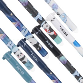 UICCVOKK 8 Pcs Erasable Pens,Erasable Neutral Pens Space Panda,0.5mmTip,Quick Dry Hot Rub Out Pen Cute Cartoon Pen Student Stationery Products(Blue)