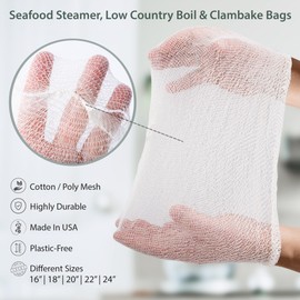 Eselect 20" Seafood Boil & Steamer Bags - Pack of 100, Seafood Boiling Bags for Crab, Crawfish, Shellfish - Low Country Boil, Clambake, Crab Boil, Soup Stock Socks, Vegetable Storage Bags