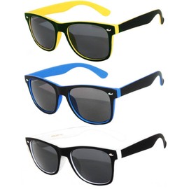 Retro 80’s Vintage Two Tone Sunglasses 3 Pairs – Yellow, Blue, White