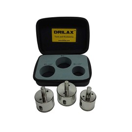 Drilax 3 Pcs Diamond Drill Bit Set Extra Tall 1-1/2" , 1-3/4" , 2" for Ceramic Porcelain Tile, Granite Quartz Countertop Hole Saws Shower, Faucet Drilling Tool 3 Pack
