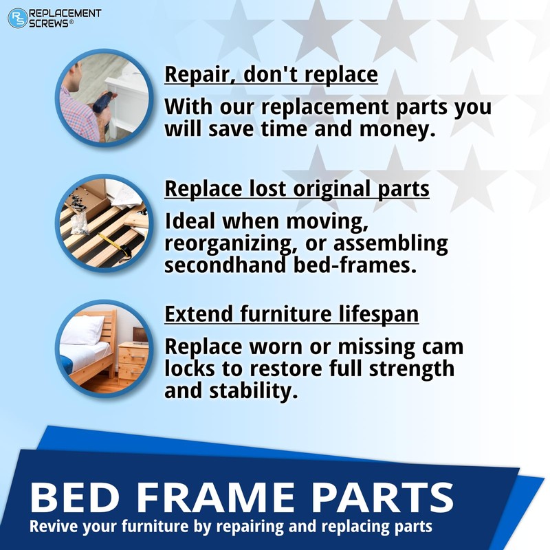 ReplacementScrews Bed Frame Cam Wheel Locks Compatible with IKEA Part