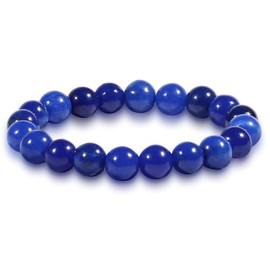 10mm Rosenquarz Kristall Armband für Frauen Männer, Naturstein Rosa Quarz Kristall Perle Heilung Armband, Einstellbare Dehnbar Perlen Armband Bringen Glück und Positive Energie (Lapislazuli)