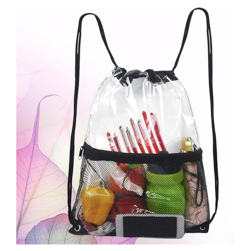 Bolsa de Playa Transparente Plegable de PVC Cordón 34x45 CM