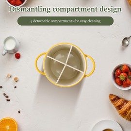 Ghshanog Kitchen Utensil Holder,Metal Cutlery Holder for Countertop with Handle,12x12.5cm Utensils Caddy with 4 Removable Compartment,Utensil Crock for Kitchen Storage(Style 1)