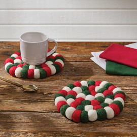 Split P Holiday Wool Ball Trivet Set of 3
