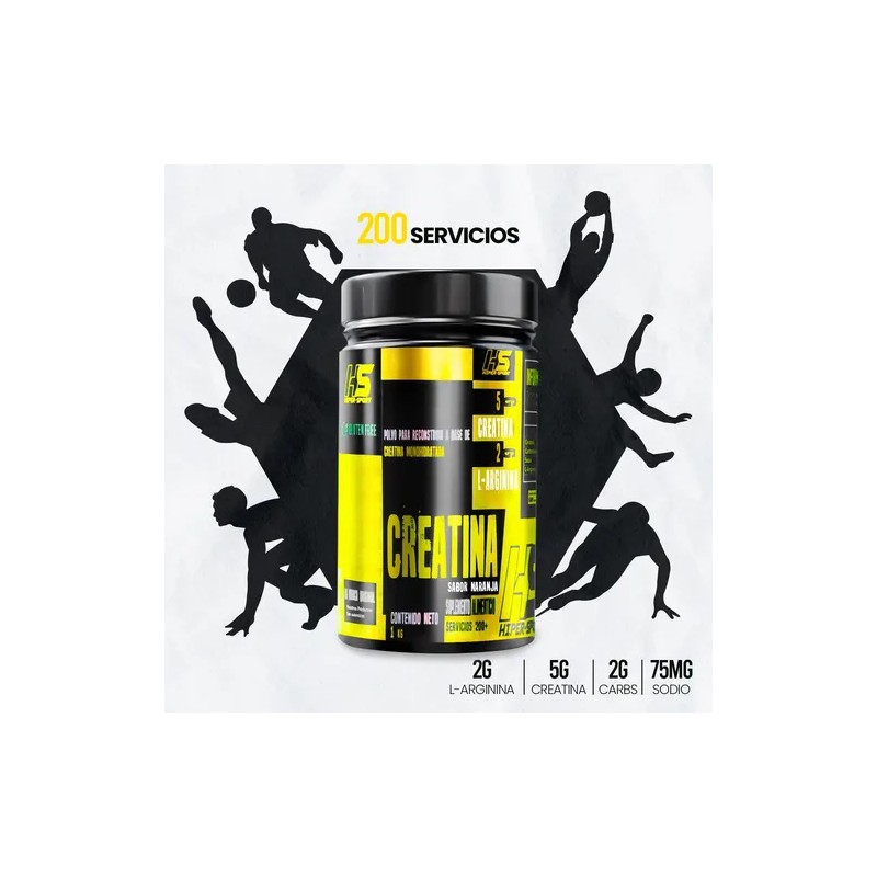 Creatina Monohidratada Hs 1kg 200servicios Hiper Sport Full