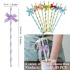 Ouliget Butterfly Stripe Paper Straws,Butterfly Ribbon Decor Disposable Party Drinking