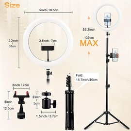 UEGOGO Ring Light 12-inch Kit, Professional LED with Stand and Phone Holder, 43" Tripod Stand for Tattoo Lash Extension Barber Makeup Artist Studio Video Photography Lighting Selfie Cellphone Smartphone