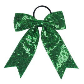 ZOONAI 2Pcs Women Teen Girls Sequins Hair Bows Elastic Ribbon Hair Bow Hair Accessories Ponytail Holder Hair Tie (Green)