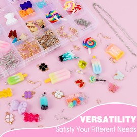 JABNOW Charms Pendant Set, Jewellery Making Set, Charms Bubble Tea Butterfly Bear, DIY Cool Things for Earrings, Necklace, Bracelet and Key Ring, Polycarbonate