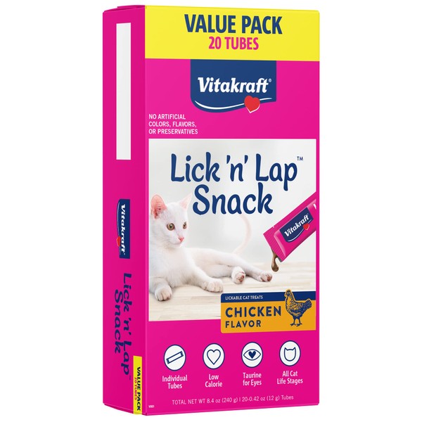 Lick 'n' Lap Snack with Chicken Cat Treat, Value-Pack 20pk
