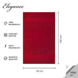 Class 4 Piece Terry Towel Set | Pack of 4 Hand Towels 50 x 100 cm | Terry Quality 500 g/m² | 100% Cotton with Border | Plain Red